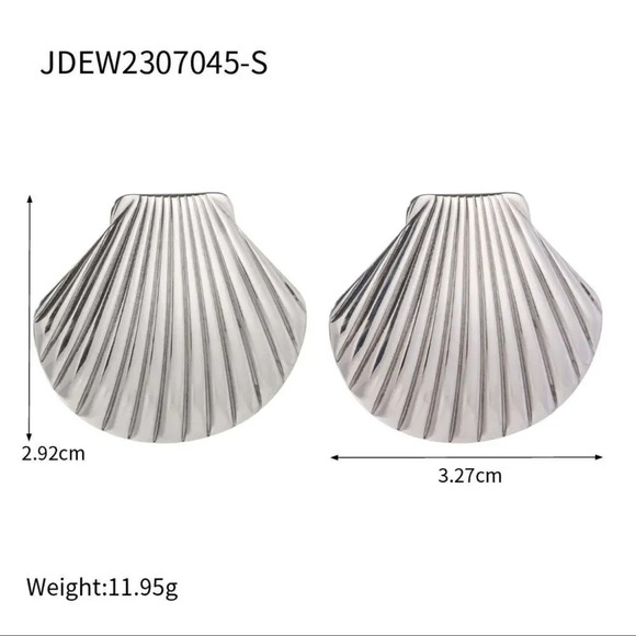 Seashell Silver Stainless Steel Waterproof Earrings - Picture 8 of 16